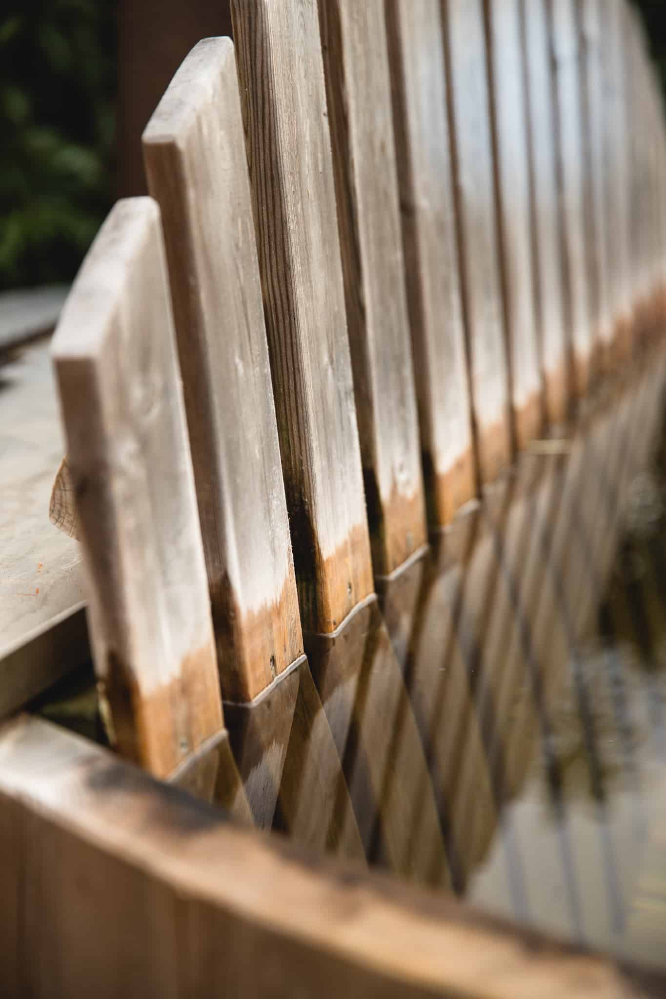 Detail van de houten hottub