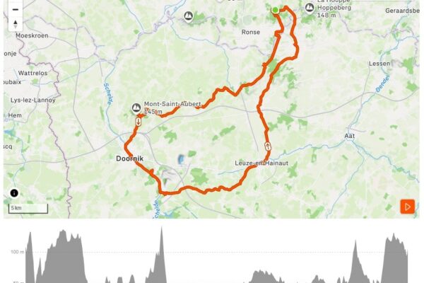 Fietsen e-bike fietsroute Doornik en Mont-Saint-Aubert