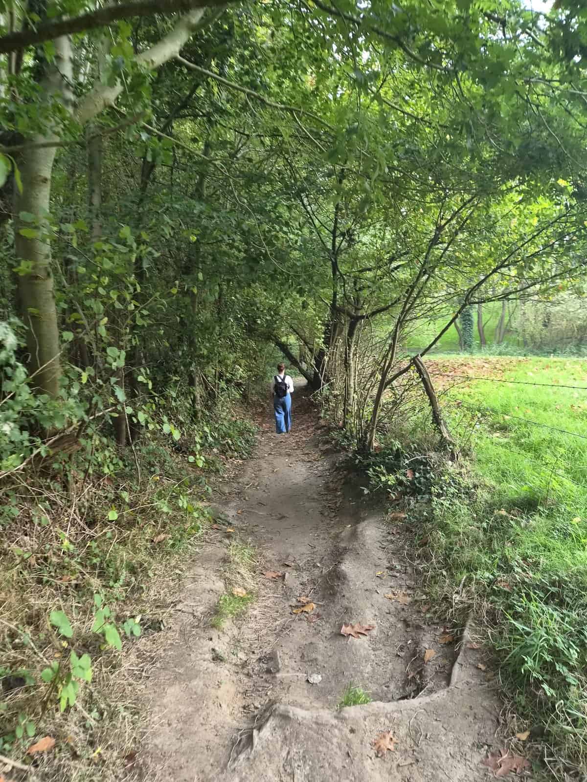 Holle weg tijdens de wandeling vanuit Louise-Marie